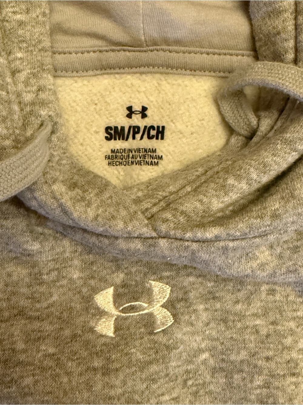 Under Armour Men’s Gray Fleece Pullover Hoodie – Size Small (SM) Embroidered - Picture 5 of 7